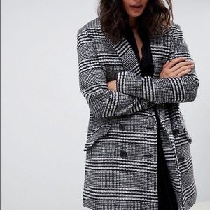 ASOS slim coat in check, double breast notch lapel